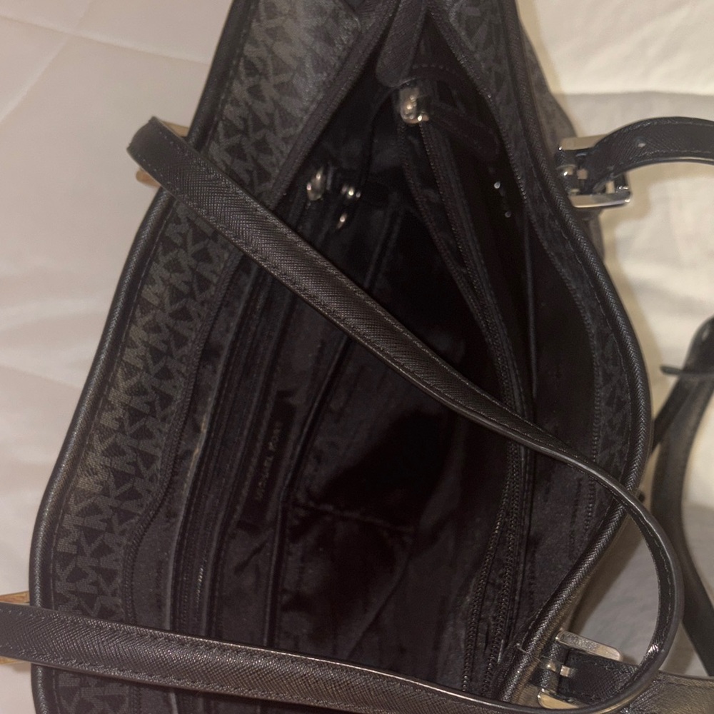 Michael Kors Black Signature Logo Tote with MK Charm - Picture 4 of 5